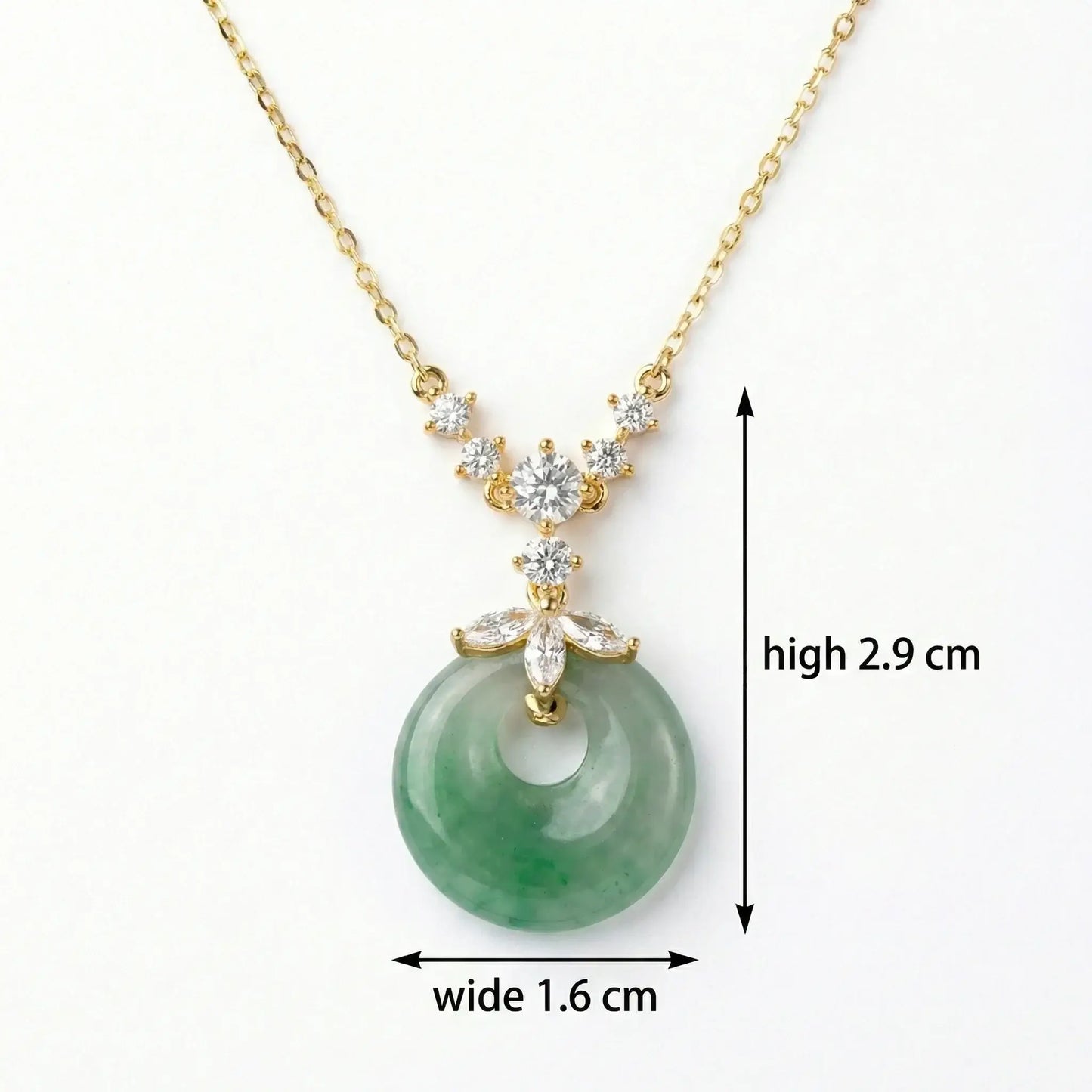 Collar Colgante de Jade Verde Natural con Marquesas en Plata 925 Lumiere Jewelrys