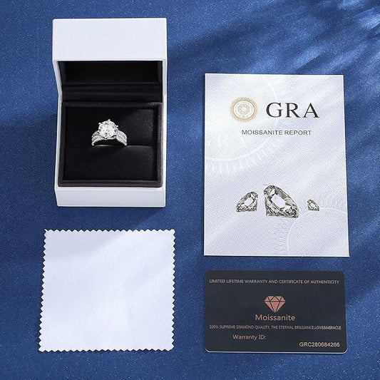Anillo de Compromiso Moissanita 5ct | Color D VVS1 | Plata de Ley Lumiere Jewelrys