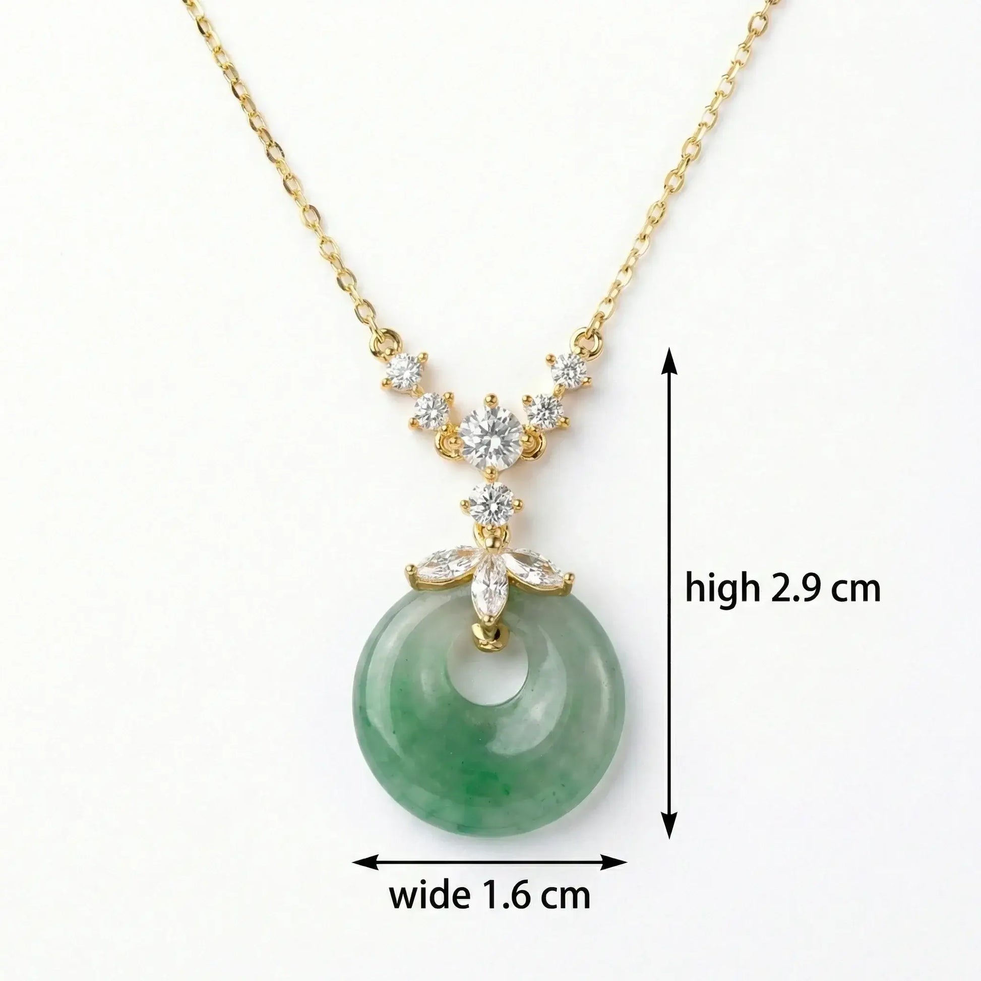 Collar Colgante de Jade Verde Natural con Marquesas en Plata 925 Lumiere Jewelrys