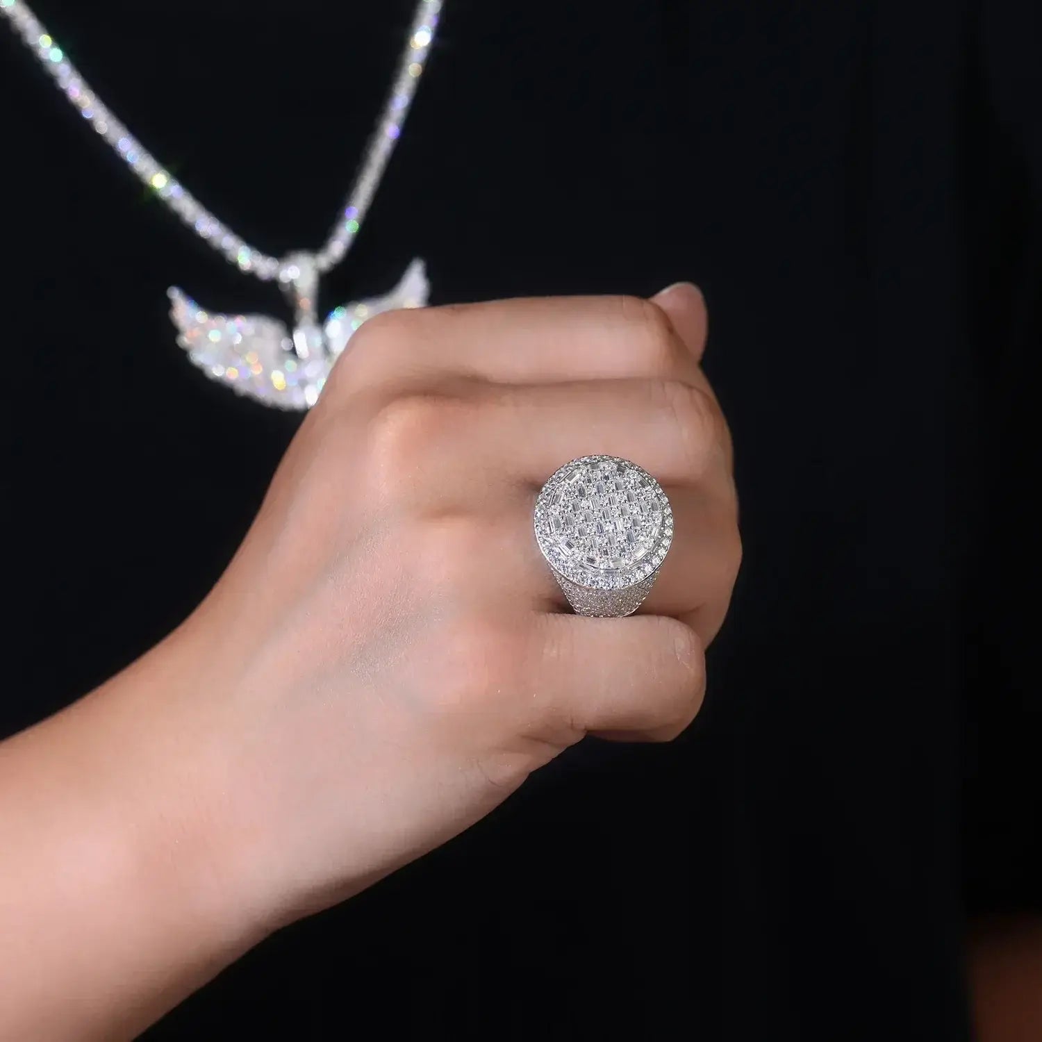 The Sovereign Ring | Anillo Moissanita con Certificado GRA | Plata 925 Baño Platino | Hombre Lumiere Jewelrys