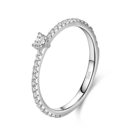 Anillo Corazón en Plata de Ley 925 con Diamante Simulado | Lumiere Jewelrys Lumiere Jewelrys