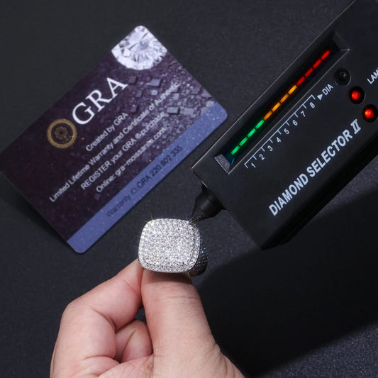 Royal Square Diamond | Anillo Moissanita Corte Cuadrado con Certificado GRA | Plata 925 Baño Platino | Hombre Lumiere Jewelrys